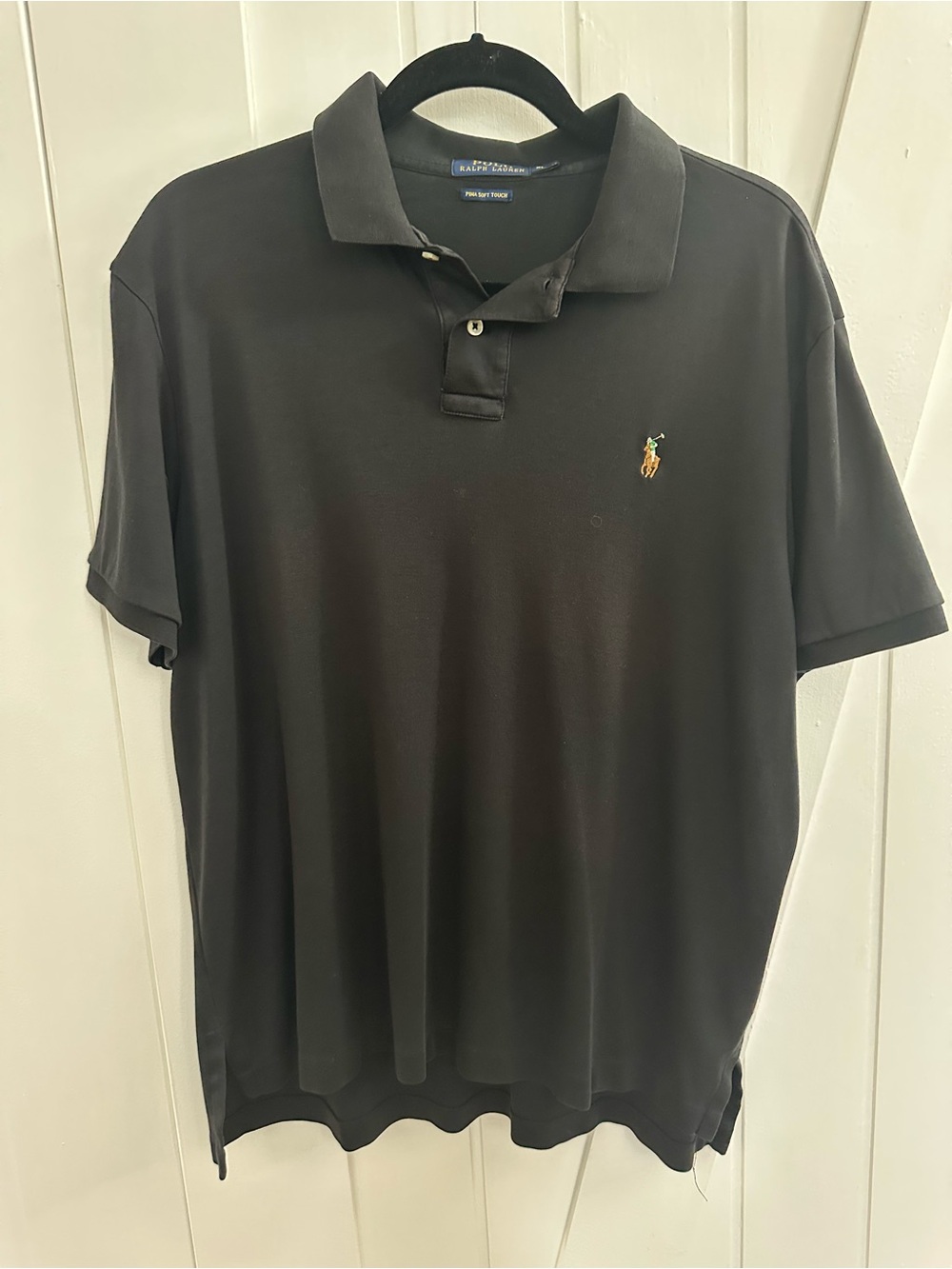 Ralph Lauren Men’s Pima Soft Touch Black Polo Shirt - Size XL